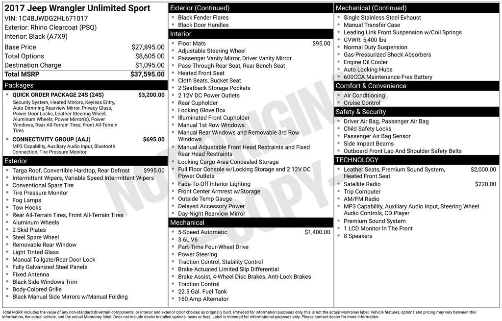 2017 Jeep Wrangler Unlimited Sport