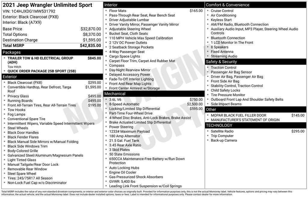 2021 Jeep Wrangler Unlimited Sport