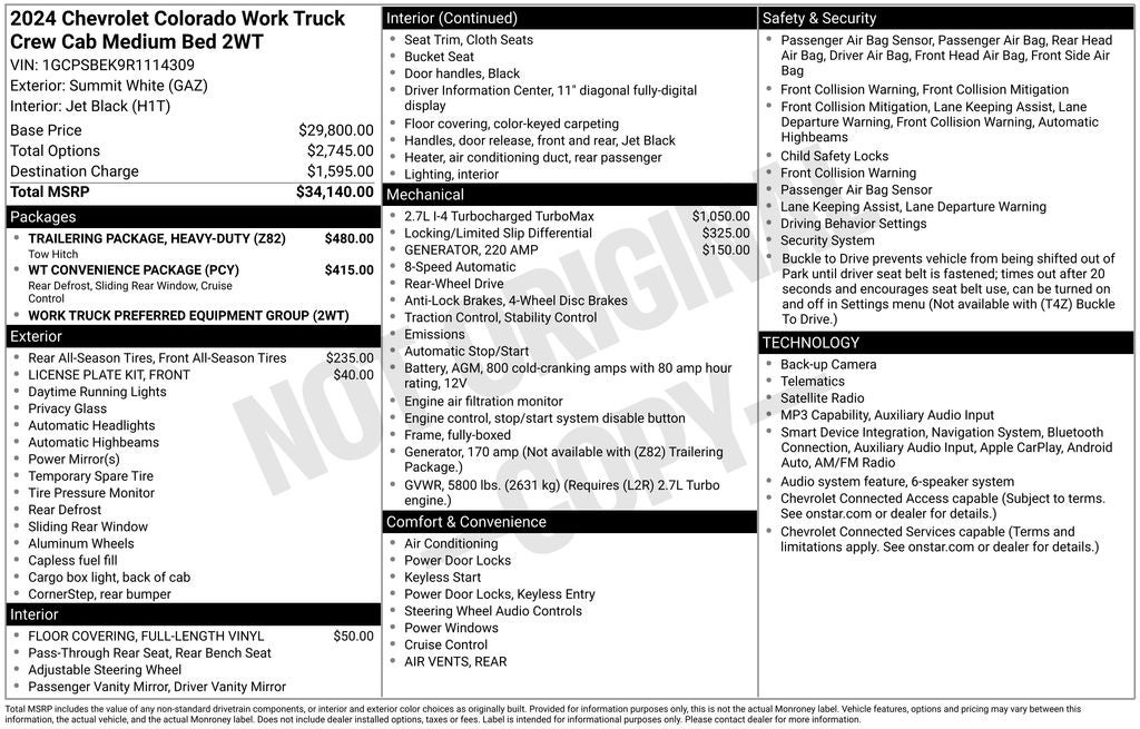 2024 Chevrolet Colorado Work Truck