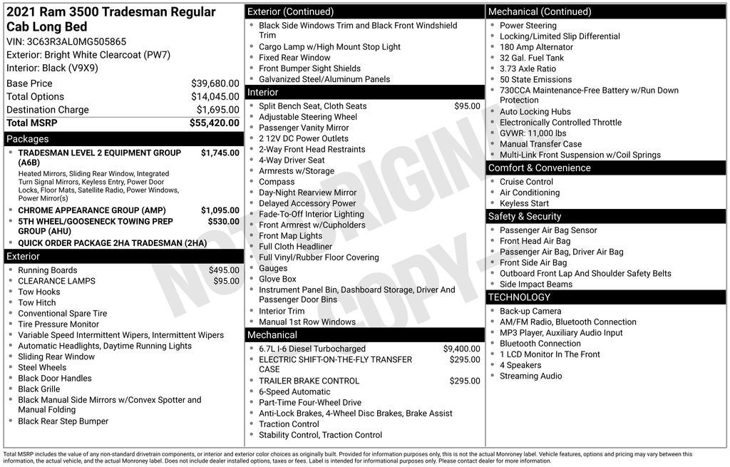 2021 RAM 3500 Tradesman