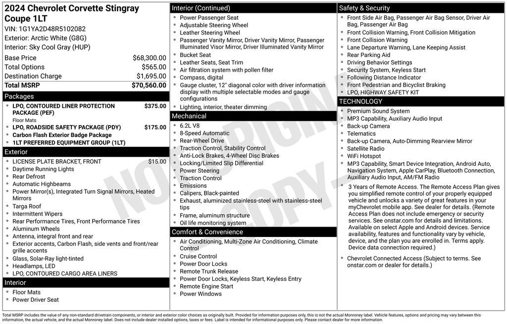 2024 Chevrolet Corvette Stingray 1LT