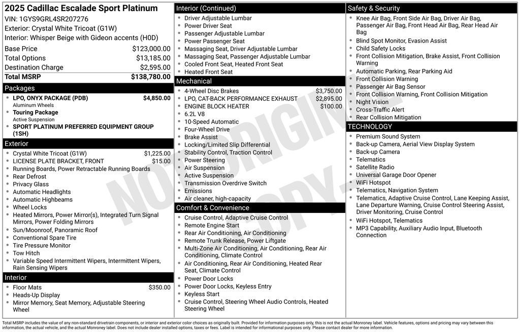 2025 Cadillac Escalade Sport Platinum