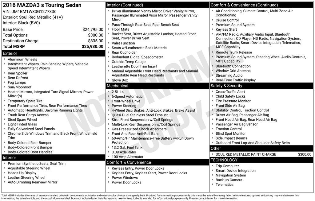 2016 Mazda Mazda3 s Touring Base