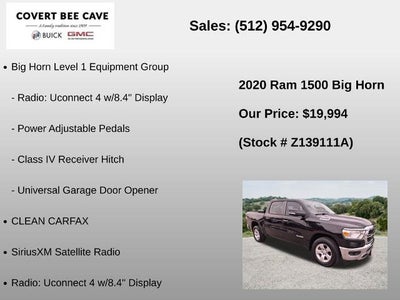 2020 RAM 1500 Big Horn 4x2 Crew Cab 5'7" Box