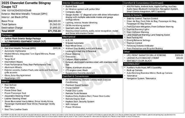 2025 Chevrolet Corvette Stingray Coupe 1LT