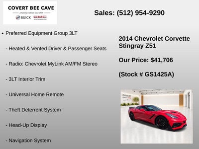2014 Chevrolet Corvette Stingray Z51 3LT