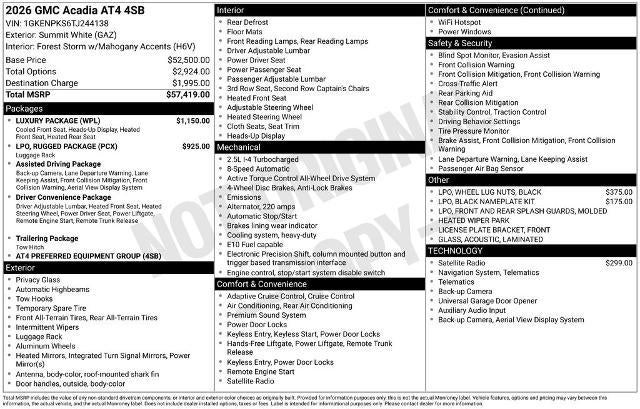 2026 GMC Acadia AWD AT4