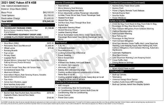 2021 GMC Yukon 4WD 4dr AT4