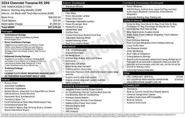 2024 Chevrolet Traverse RS w/2RS