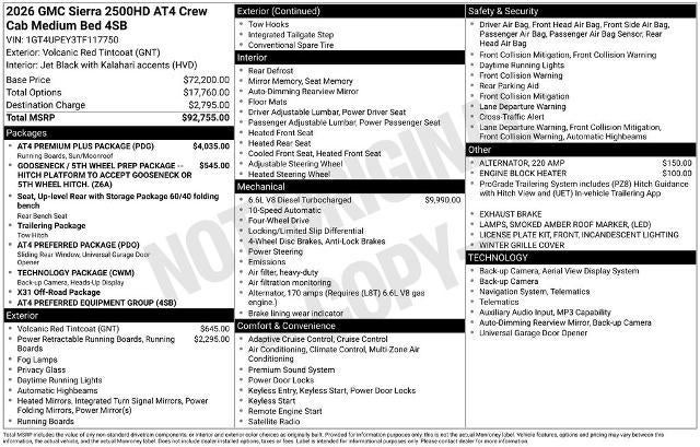 2026 GMC Sierra 2500 HD Crew Cab Standard Box 4-Wheel Drive AT4