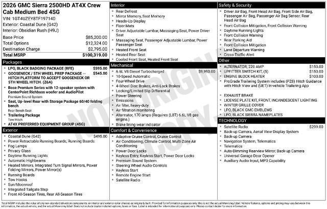 2026 GMC Sierra 2500 HD Crew Cab Standard Box 4-Wheel Drive AT4X