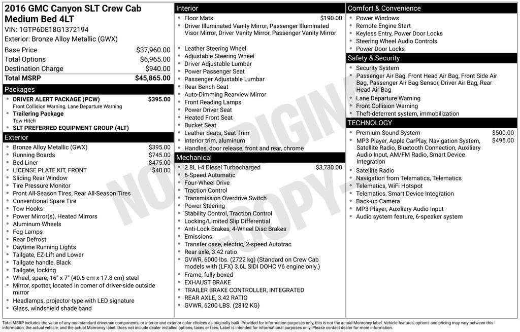 2016 GMC Canyon SLT
