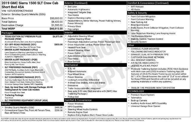 2019 GMC Sierra 1500 Crew Cab Short Box 4-Wheel Drive SLT