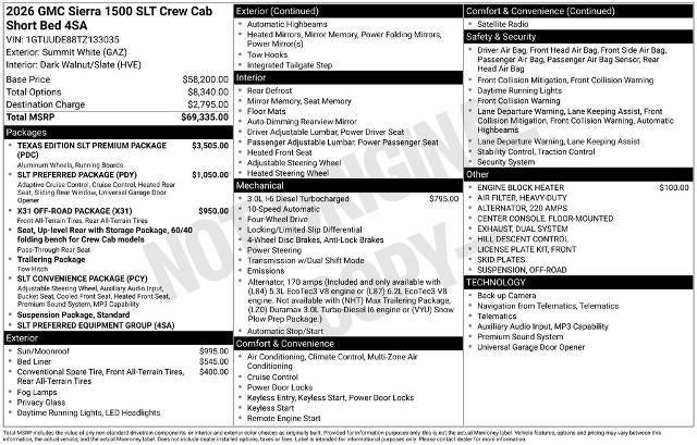 2026 GMC Sierra 1500 Crew Cab Short Box 4-Wheel Drive SLT