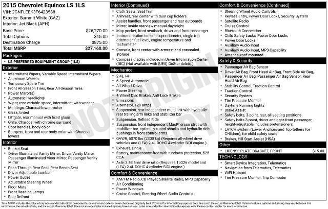 2015 Chevrolet Equinox AWD LS