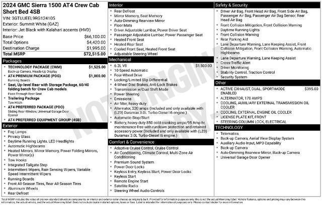 2024 GMC Sierra 1500 Crew Cab Short Box 4-Wheel Drive AT4