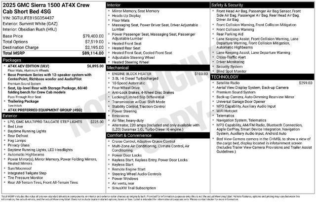 2025 GMC Sierra 1500 Crew Cab Short Box 4-Wheel Drive AT4X