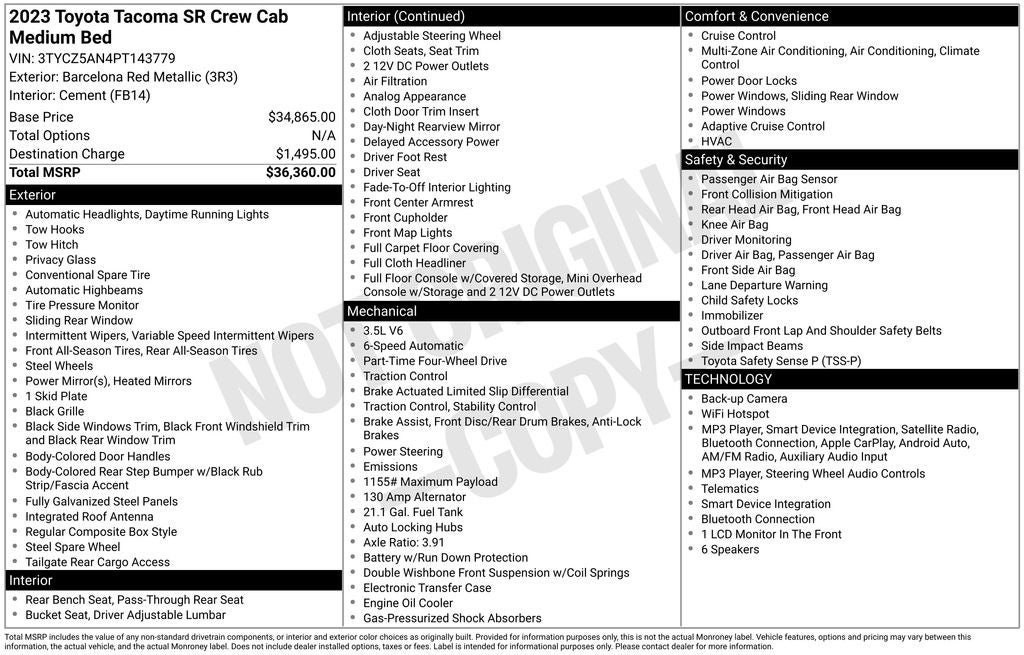2023 Toyota Tacoma SR V6