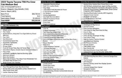 2023 Toyota Tacoma 4WD 4WD TRD Pro Double Cab 5' Bed V6 AT (Natl)