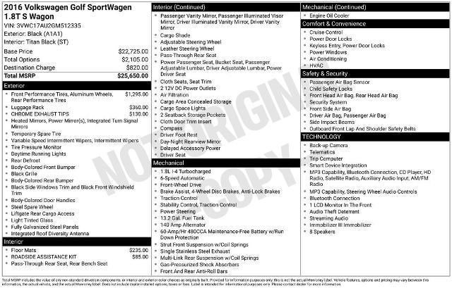 2016 Volkswagen Golf SportWagen 4dr Auto TSI Limited Edition