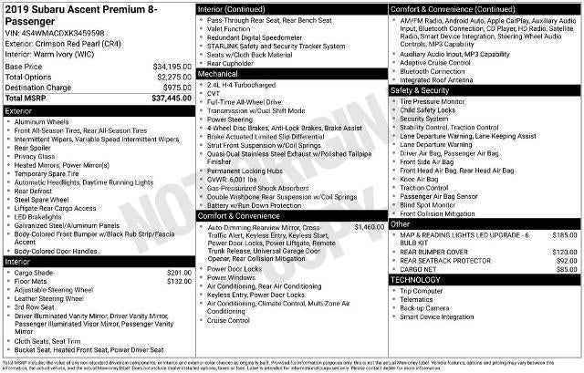 2019 Subaru Ascent 2.4T Premium 8-Passenger