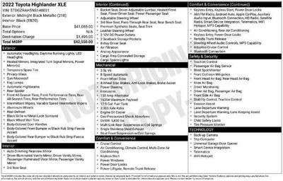 2022 Toyota Highlander XLE FWD (Natl)