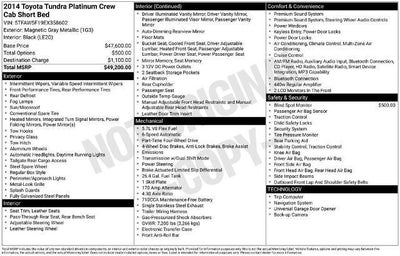 2014 Toyota Tundra 4WD Truck 4WD CrewMax Short Bed 5.7L FFV Platinum (Natl)