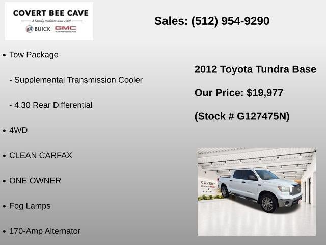 2012 Toyota Tundra 4WD Truck 4WD CrewMax Short Bed 5.7L FFV (Natl)