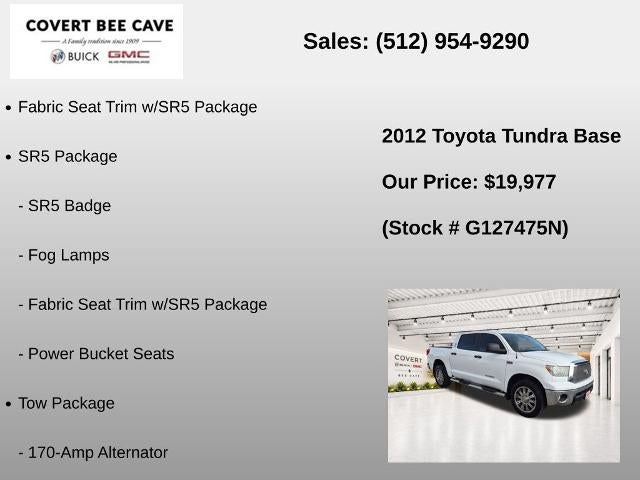 2012 Toyota Tundra 4WD Truck 4WD CrewMax Short Bed 5.7L FFV (Natl)
