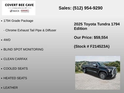 2025 Toyota Tundra 4WD 4WD 1794 Edition CrewMax 5.5' Bed (Natl)
