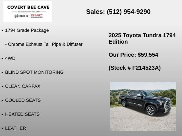 2025 Toyota Tundra 4WD 4WD 1794 Edition CrewMax 5.5' Bed (Natl)