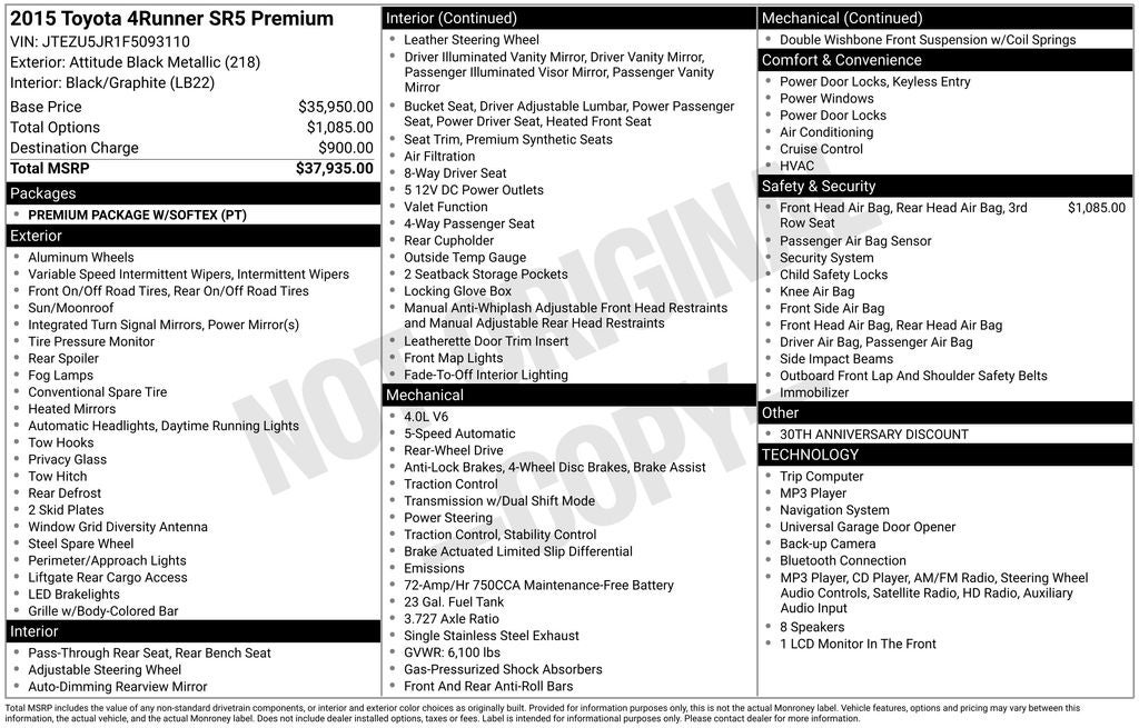 2015 Toyota 4Runner SR5 Premium